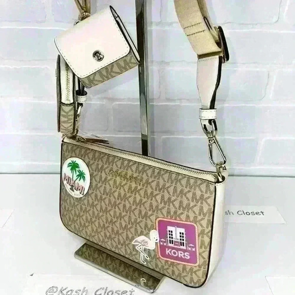 Michael Kors Crossbody Tech Attach Adjustable Strap w Coin Pouch & Airpod case - Picture 4 of 10